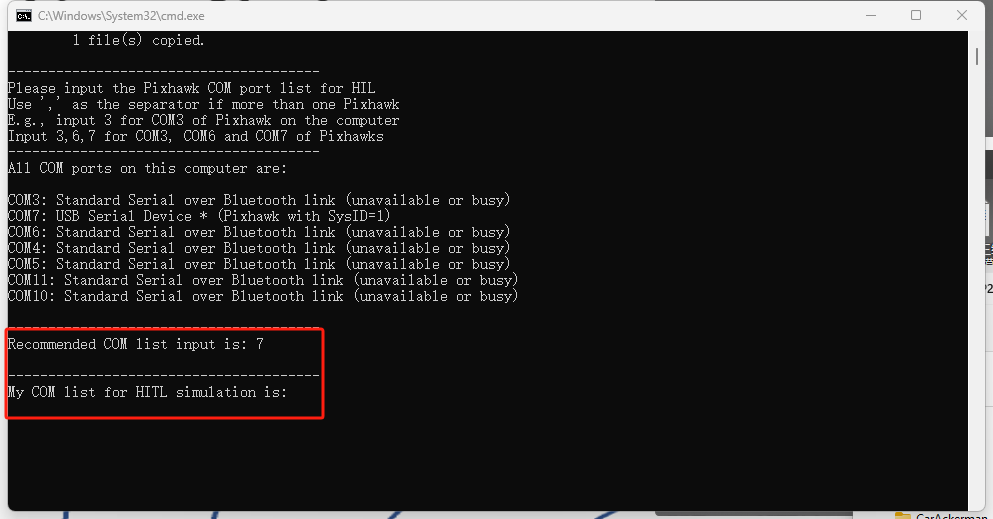 COM Port Input Interface